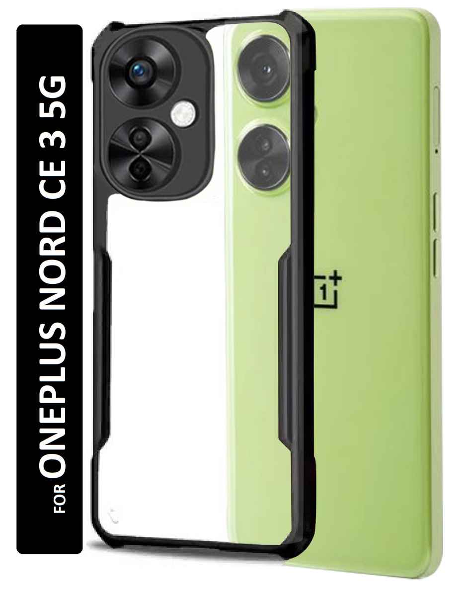 Kwine Case Oneplus Nord Ce 3 Back Cover - Black Bordered Transparent Case