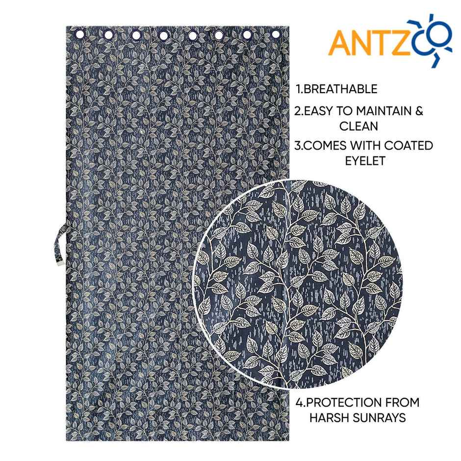 Antzco Dark Grey Printed Door Curtain 7 ft x 4 ft | Pack of 2 | DC05