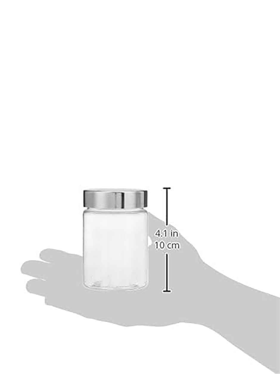 YouBee Plastic Storage Steel Cap Jar Set | Multipurpose Jar Set | 300 ml | Set of 6