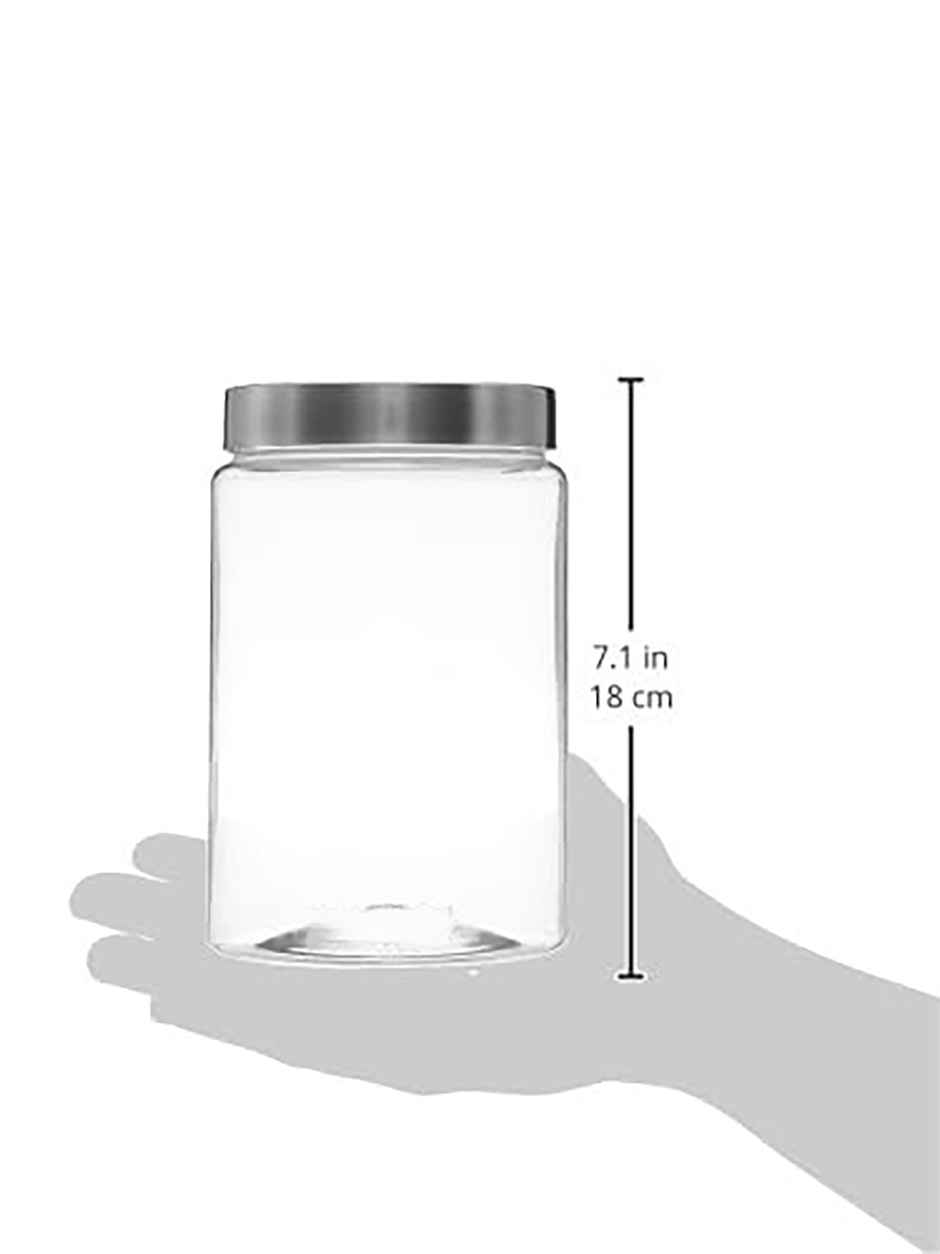 YouBee Plastic Storage Steel Cap Jar Set | Multipurpose Jar Set | 1500 ml | Set of 6