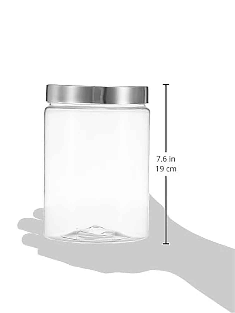 YouBee Plastic Storage Steel Cap Jar Set | Multipurpose Jar Set | 2000 ml | Set of 4