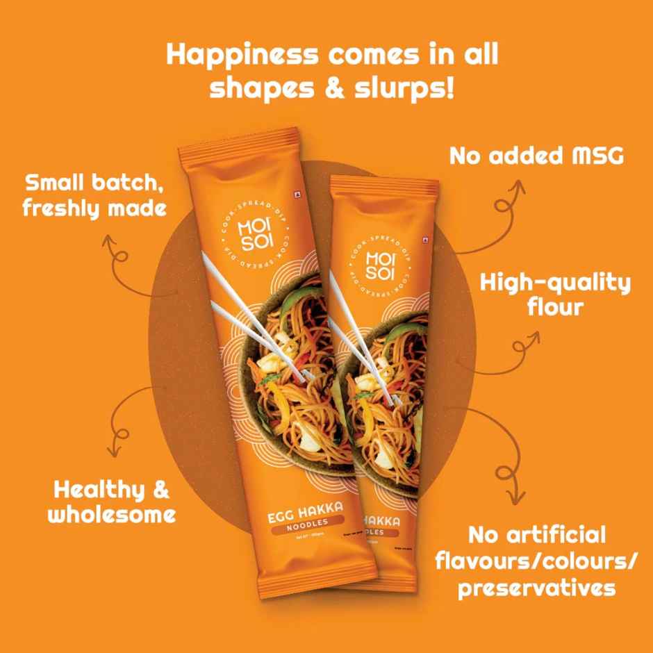 Moi Soi Egg Hakka Noodles - Non-Sticky | Easy To Cook | No Preservatives