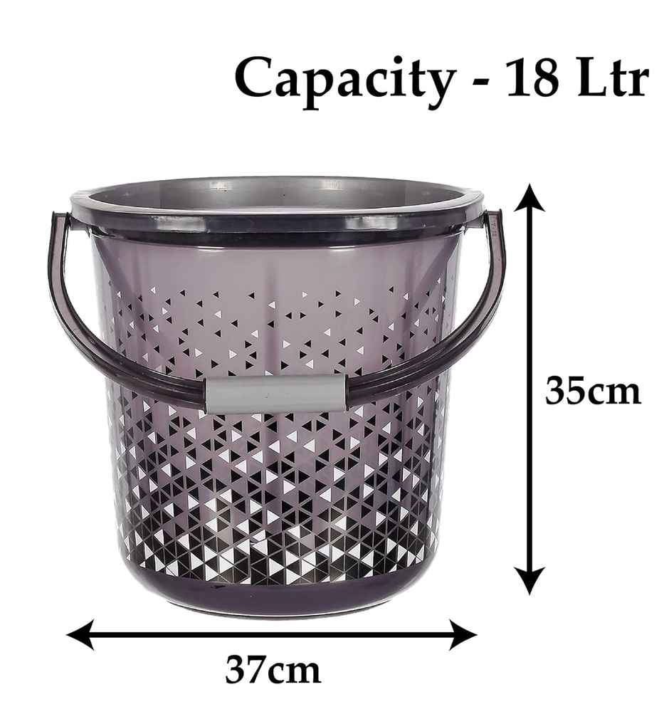 Kuber Industries Unbreakable Plastic Triangle Bucket for Home & Bathing | 18 L | Pack of 2 | Black
