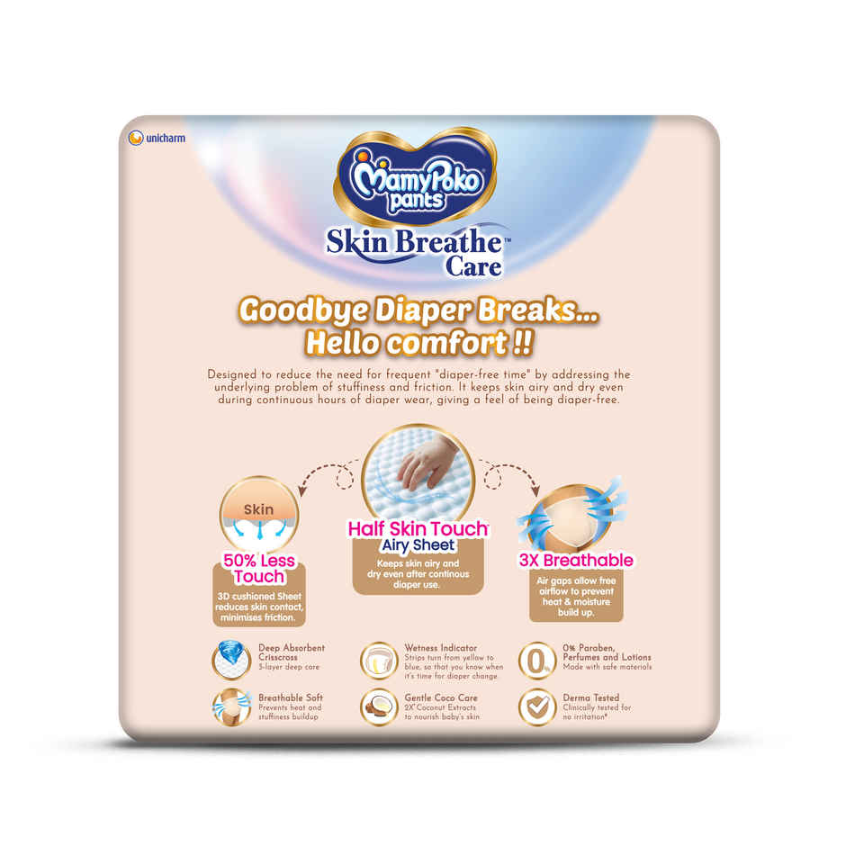 Mamypoko Pants Skin Breathe Care Baby Diapers | Size S | 4 to 8 Kgs | Derma Tested