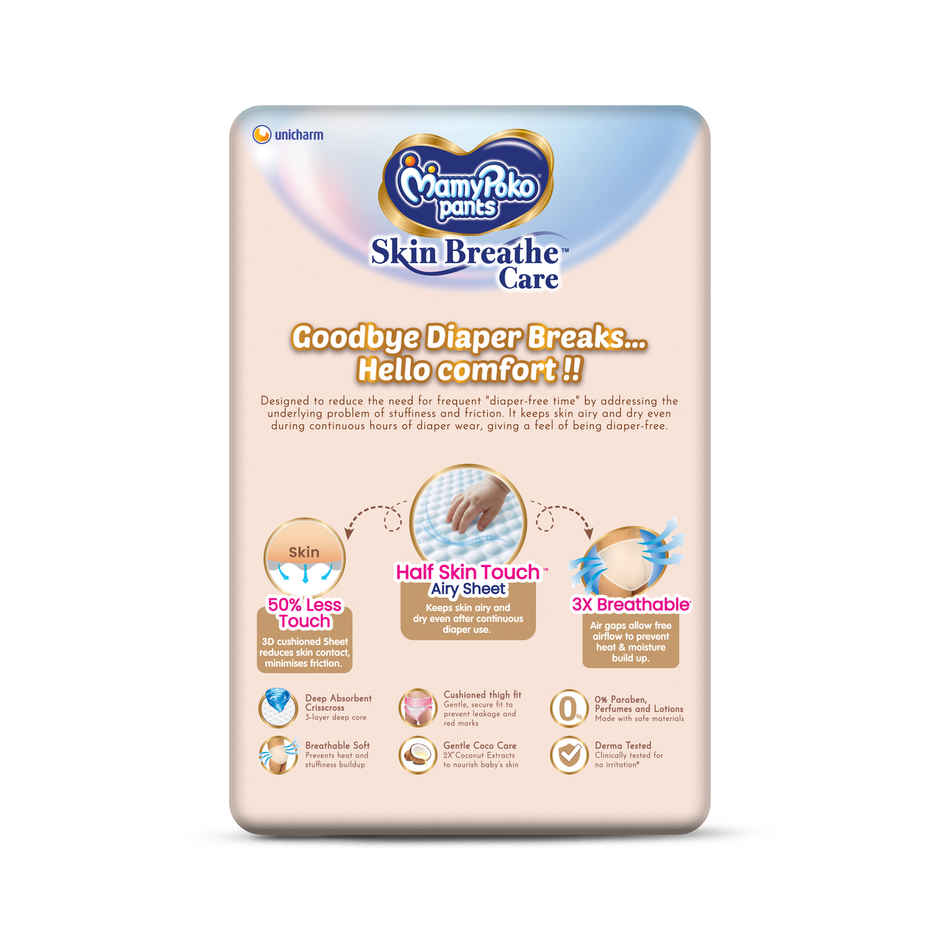 Mamypoko Pants Skin Breathe Care Baby Diapers | Size L | 9 to 14 kgs | Derma Tested
