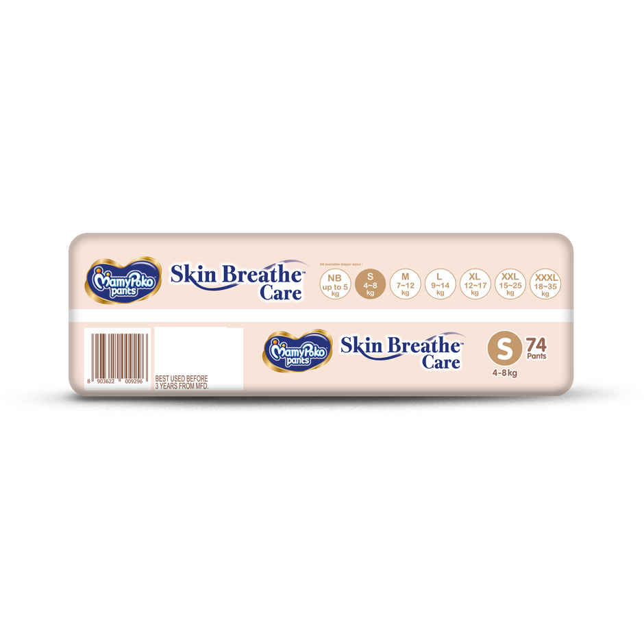 Mamypoko Pants Skin Breathe Care Baby Diapers | Size S | 4 to 8 Kgs | Derma Tested