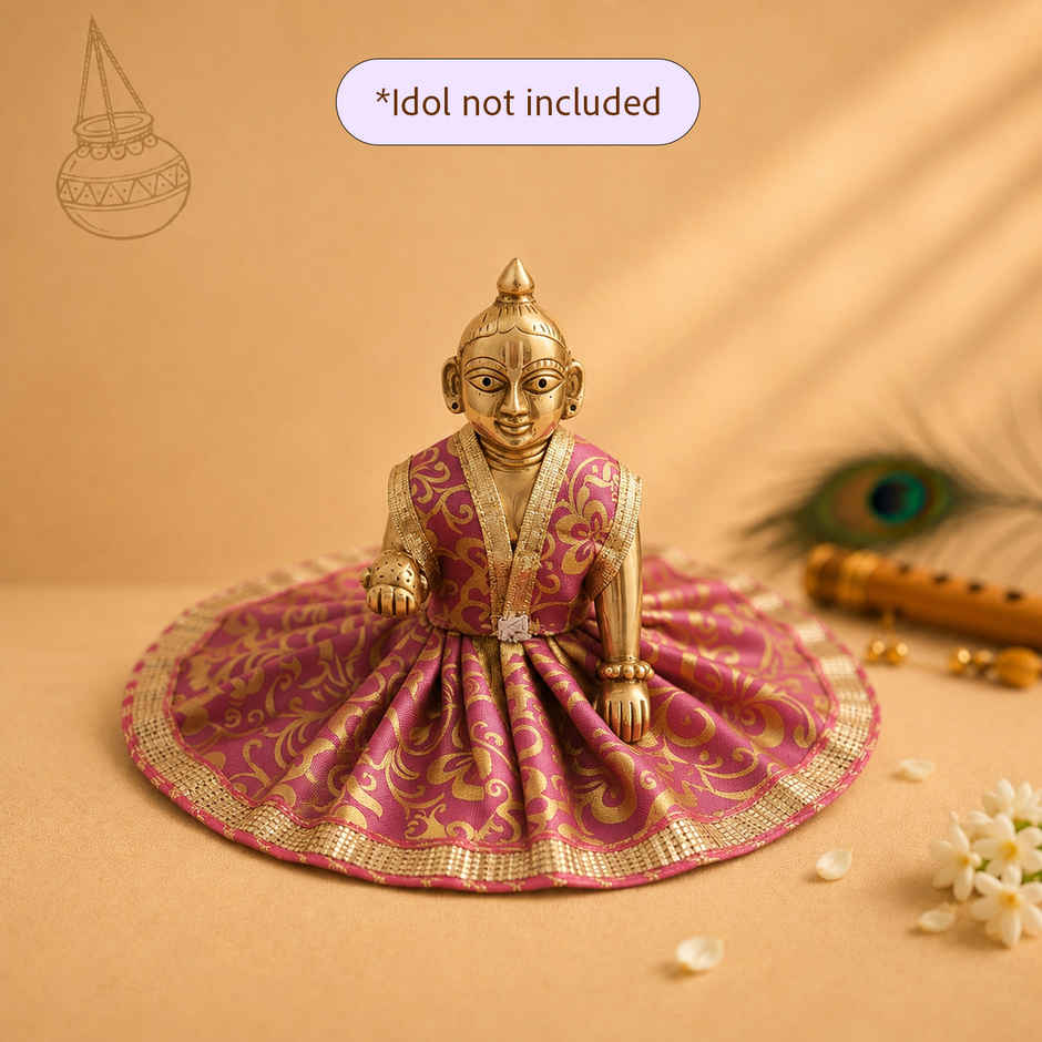 Gullak Laddu Gopal Foil Print Poshak | Rani | Size 4