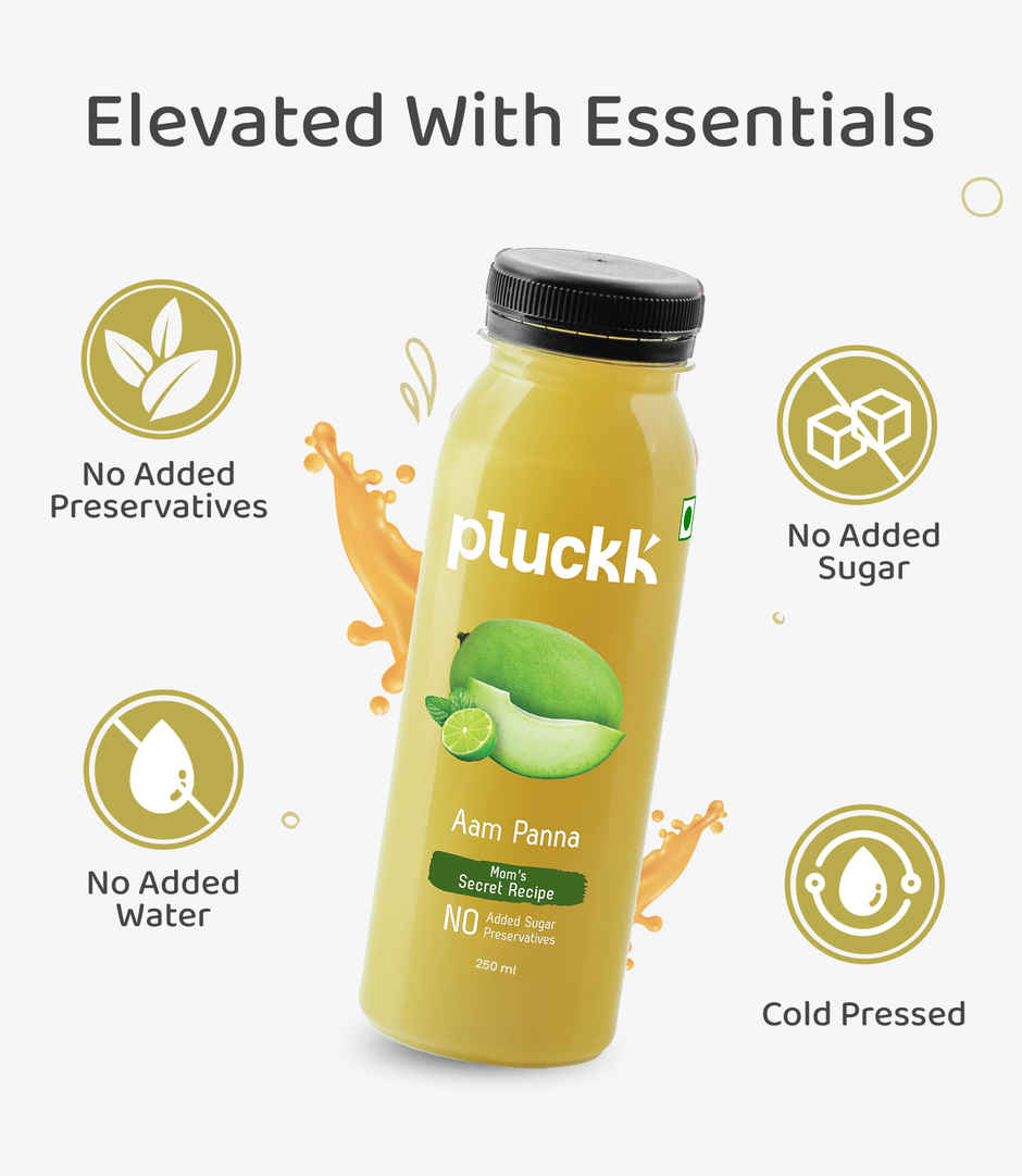 Pluckk Cold-Pressed Aam Panna Juice | No Added Sugar | No Preservatives | Hydration | Gut Health