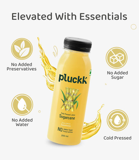 Pluckk Cold-Pressed Sugarcane Juice | No Added Sugar | No Preservatives | Helps Digestive Support