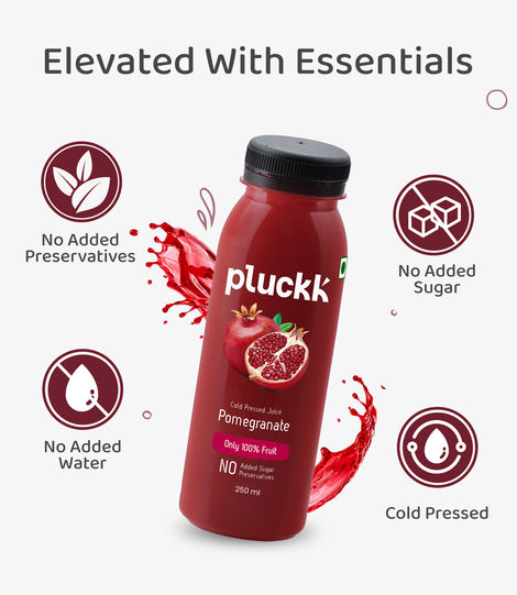 Pluckk Cold-Pressed Pomegranate Fruit Juice | No Added Sugar | No Preservatives | Rich in Vitamin E