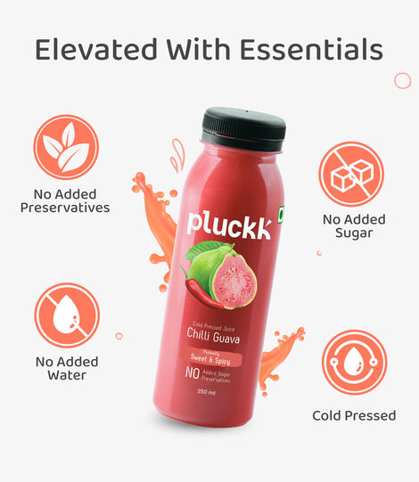 Pluckk Cold-Pressed Guava Fruit Juice | No Added Sugar | No Preservatives | Rich in Antioxidant