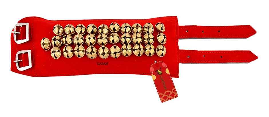 Uapan Brass Ghungroo Velvet Pad With Strip 3 Line Pair, 30+31