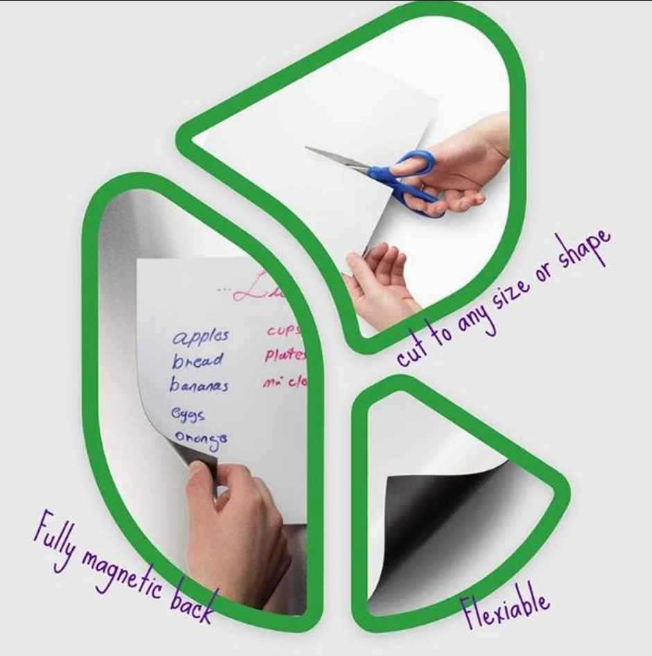 Chrome A4 Magnetic Dry Erase Board Fridge Markers Whiteboard Sheet, Home Kitchen Erasable