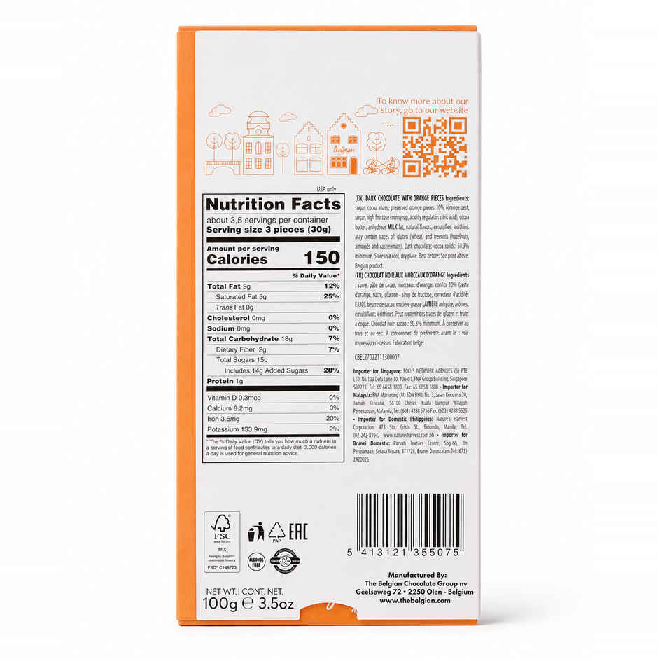 The Belgian Bar Dark Orange Chocolate