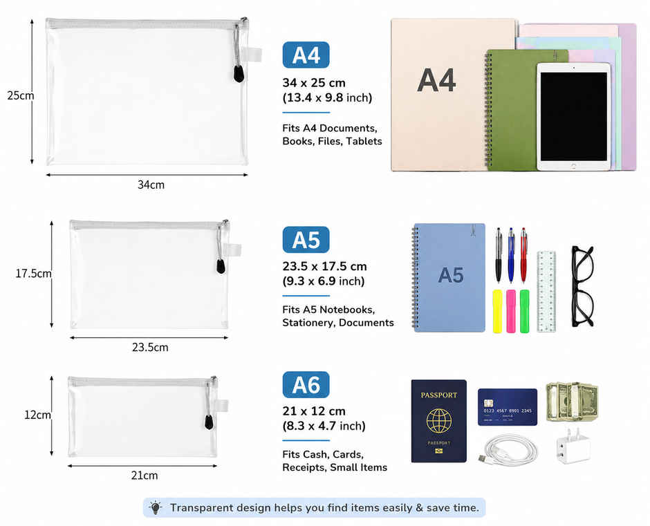 Saya PVC Makeup Pouch | Pencil Case | Pen Pouch & Travel Organizer for School and Office