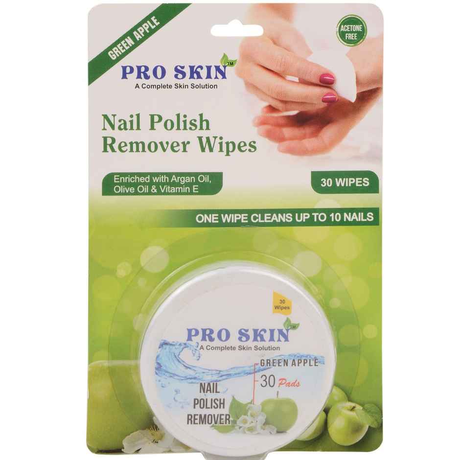 Pro Skin Nail Polish Remover Wipes - Green Apple, 30 wipes