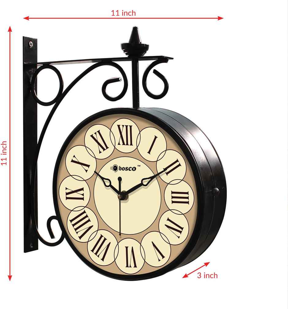 Bosco Decorative Silent Offwhite Dial with Black Frame 30 CM Station Wall Clock BWC 1818