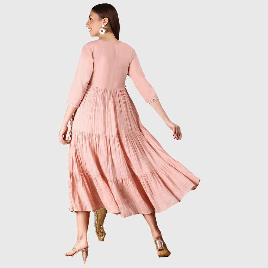 Ishin Women's Peach Dress - L | INWDRS24037