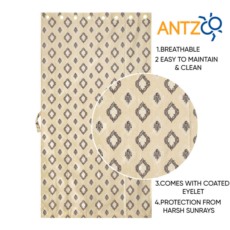Antzco Beige Door Curtain Crazy Print 7 ft x 4 ft | Pack of 2 | DC02