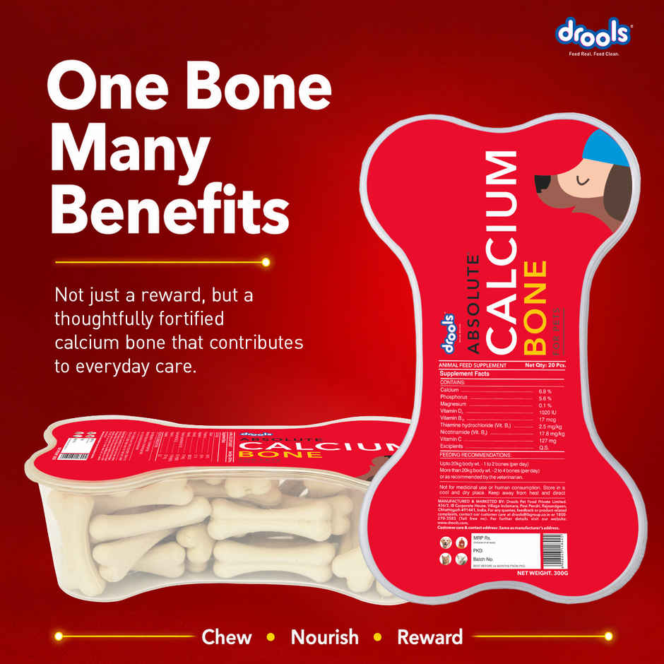 Drools Absolute Calcium Bone Jar, Dog Supplement - 40 pieces (600g)