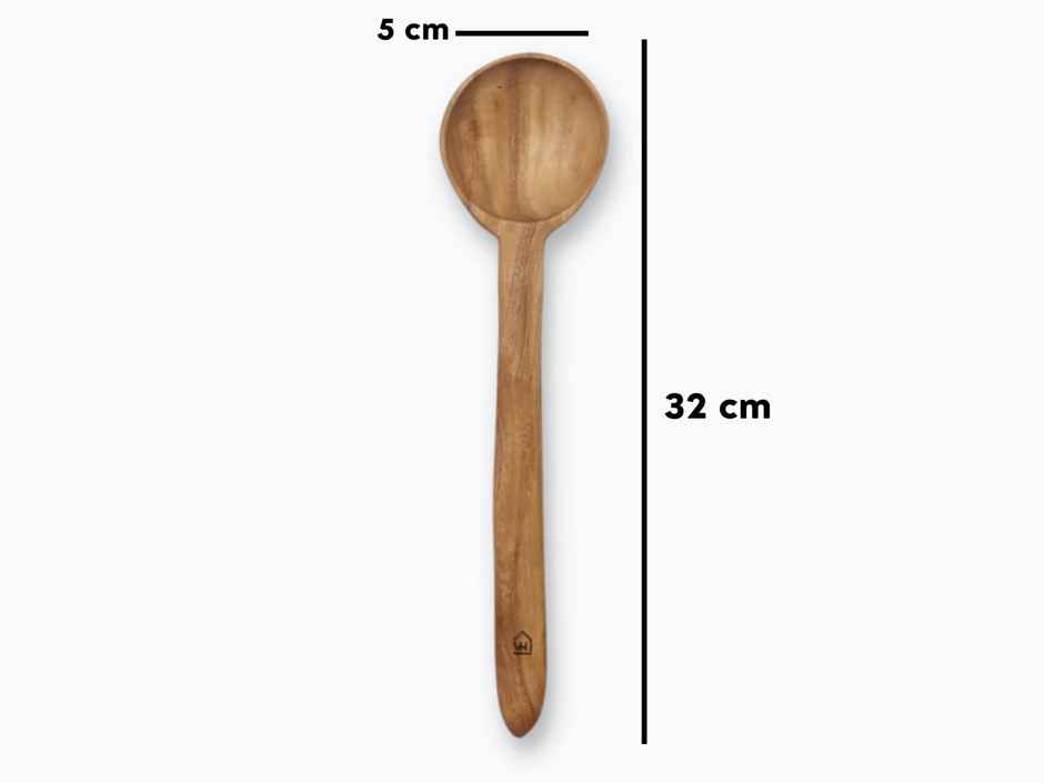 Vesta Homes Set Of 3 Neem Wood Spoon, Compact Flip, Spatula/Ladle|No Polish| Non-Stick|Hand Carved