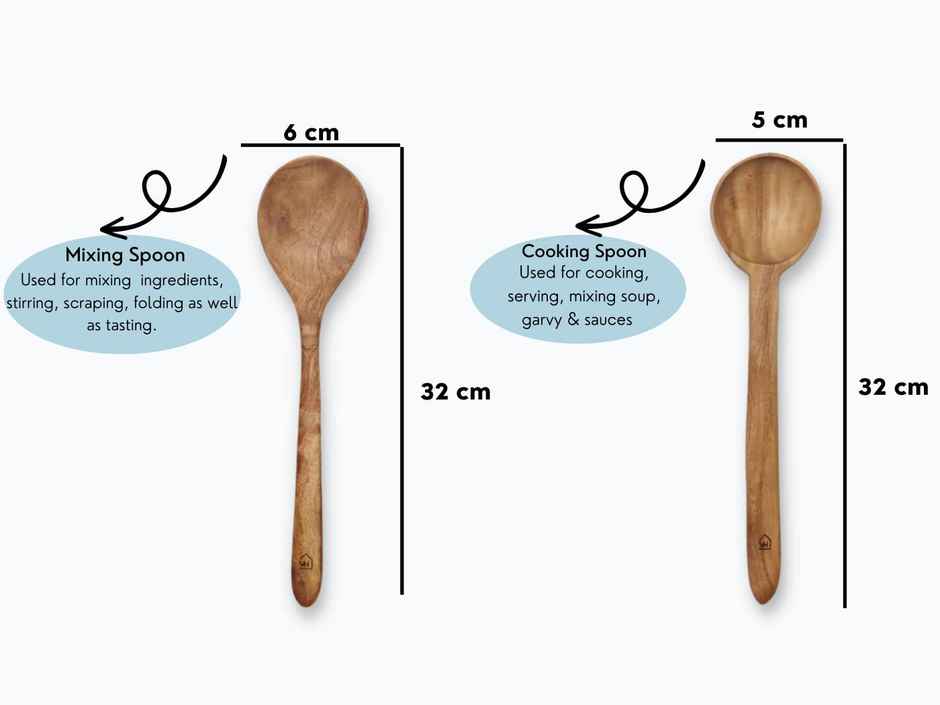 Vesta Homes Set Of 6 Neem Wood Spoon, Compact Flip, Spatula/Ladle|No Polish| Non-Stick|Hand Carved