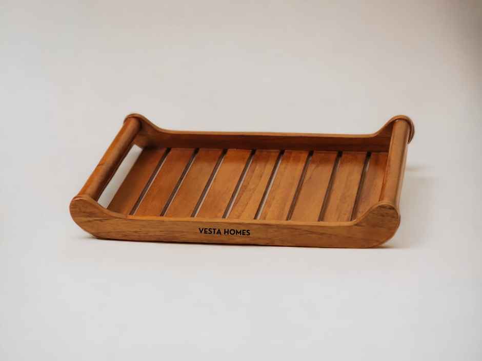 Vesta Homes Large Teak Wood Serving Tray For Home, Kitchen, Restaurant, Office |38 X 25 X 6 Cm