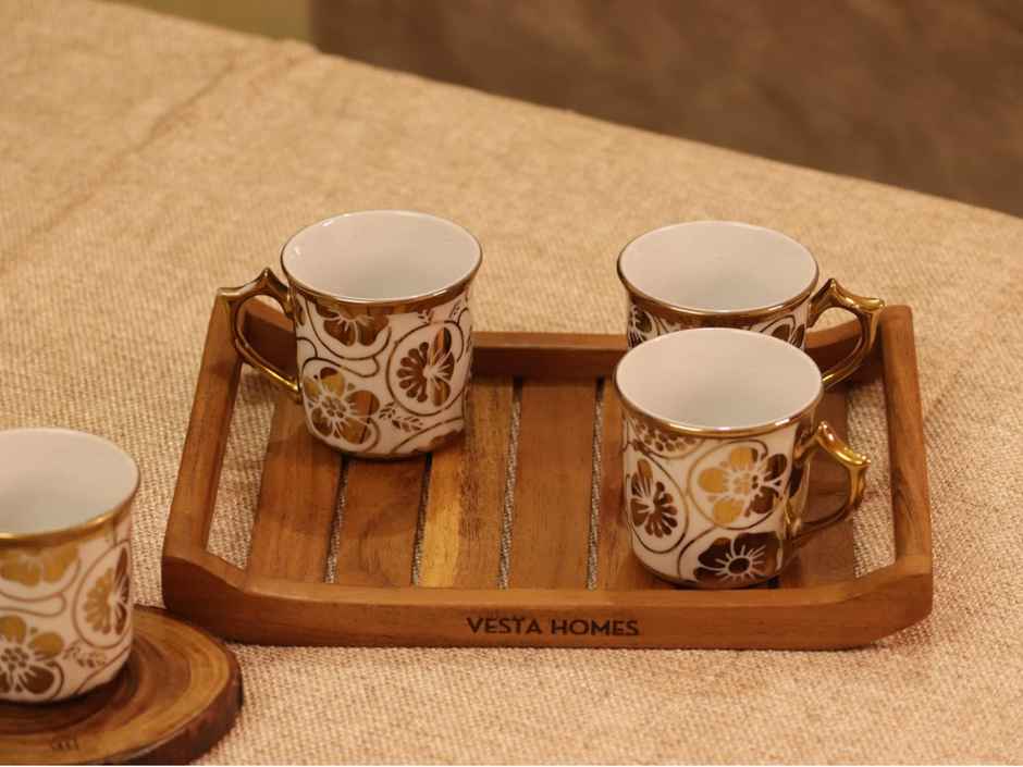 Vesta Homes Acacia Wood Small Serving Tray For Home, Kitchen, Restaurant, Office | 25 x 18 x 3.5 Cm