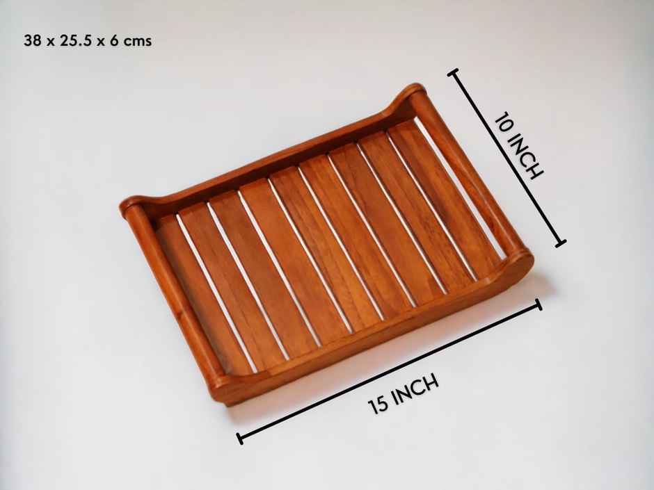 Vesta Homes Large Teak Wood Serving Tray For Home, Kitchen, Restaurant, Office |38 X 25 X 6 Cm