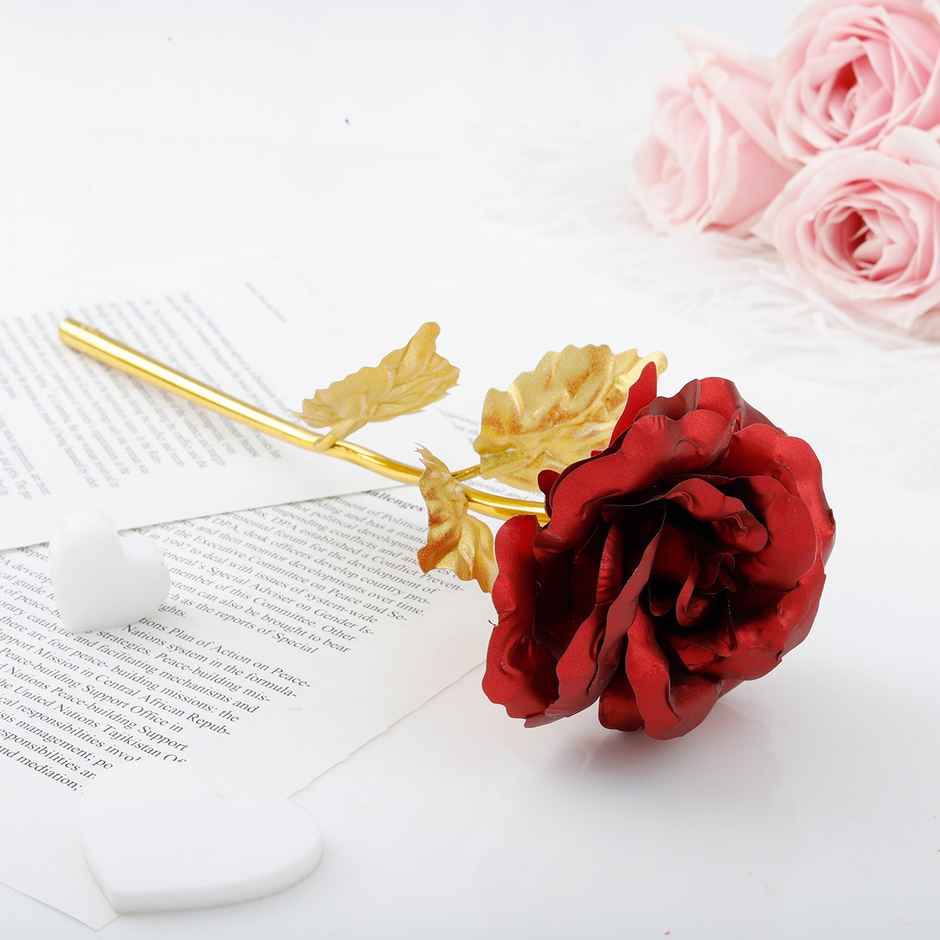 A5 Pu Diary Elastic Band And Pen Holder-192 Pages (Assorted Prints)(1pc) & Igp Golden Rose Forever(1pc) Combo