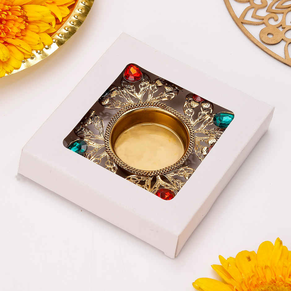 Tealight Holder | Flower Design | Gold | IGP