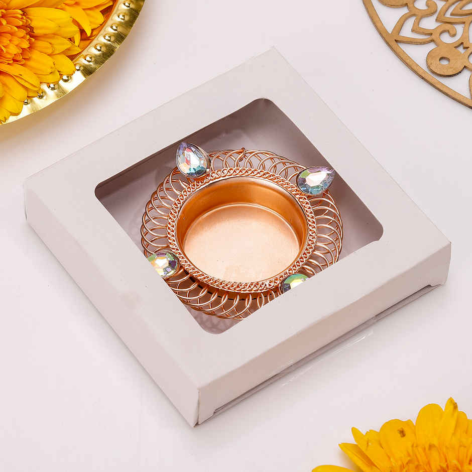 Tealight Holder | Diamond Design | Iron | Gold | IGP