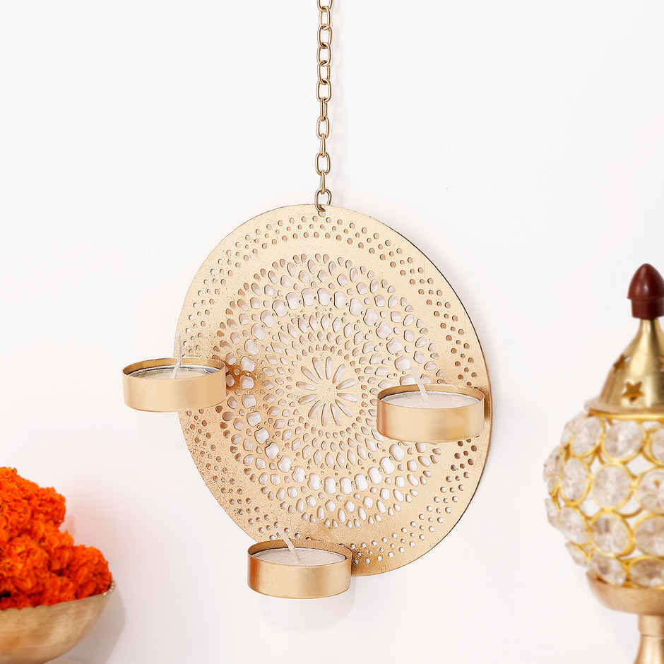 Moksha Tealight Candle Holder | Resin | Gold | IGP