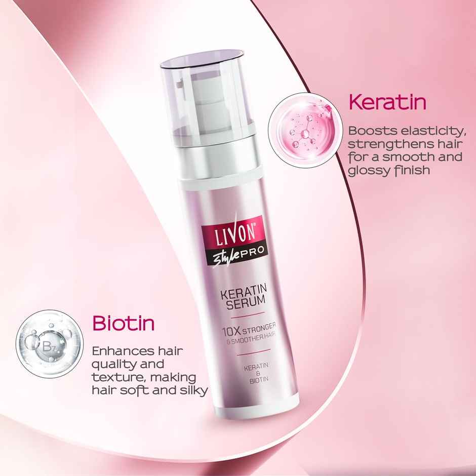 Livon Style Pro Keratin Serum 10X Stronger & Smoother Hair Keratin & Biotin
