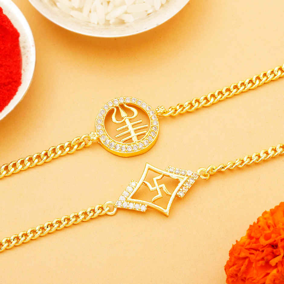 IGP Swastik and Trishul Rakhi Pack of 2 - Sacred and Symbolic