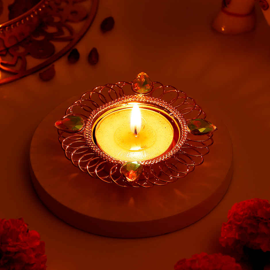 Tealight Holder | Diamond Design | Iron | Gold | IGP