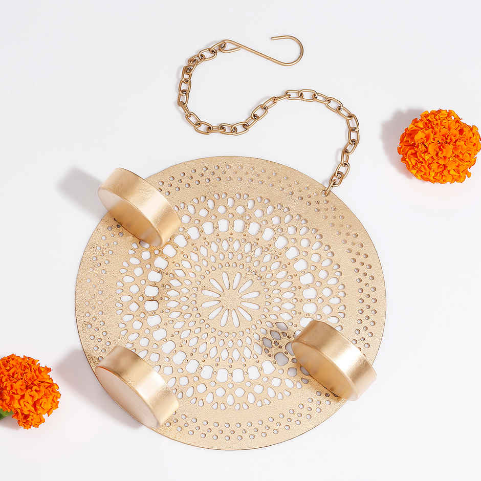 Moksha Tealight Candle Holder | Resin | Gold | IGP