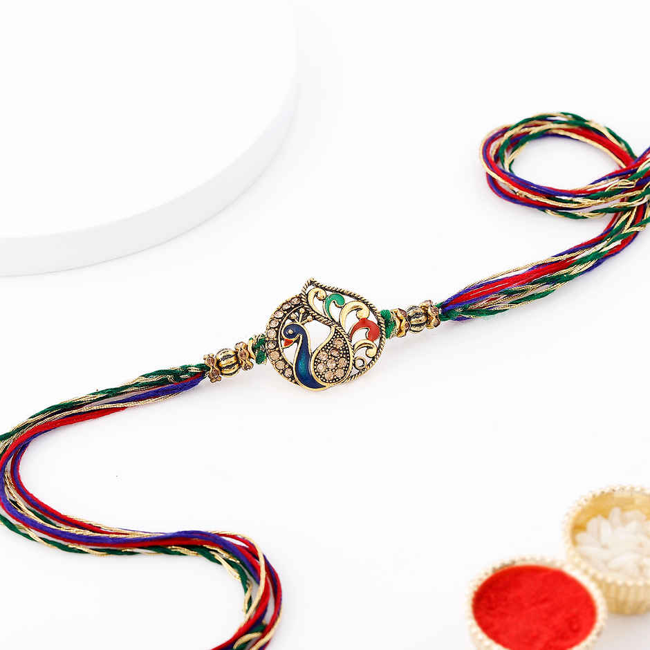 Peacock Golden Rakhi (IGP)