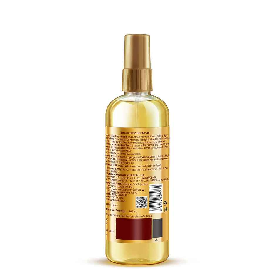 Streax Hair Serum Vitalized with Walnut Oil, For Hair Smoothening & Shine, For Dry & Frizzy Hair