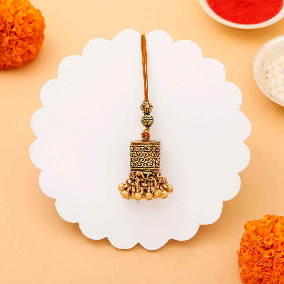 IGP Filigree Work Metal Oxidized Lumba Rakhi