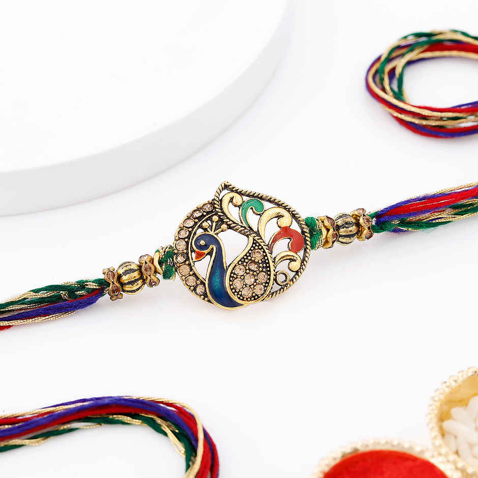 Peacock Golden Rakhi (IGP)