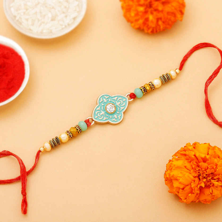 IGP Antique Motif Silver Rakhi - Elegant Shine