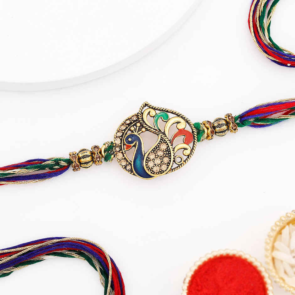 Peacock Golden Rakhi (IGP)