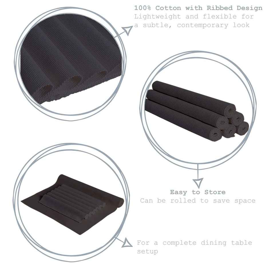 Lushomes Table Mat - Grey | Ribbed | 13 x 19 inch