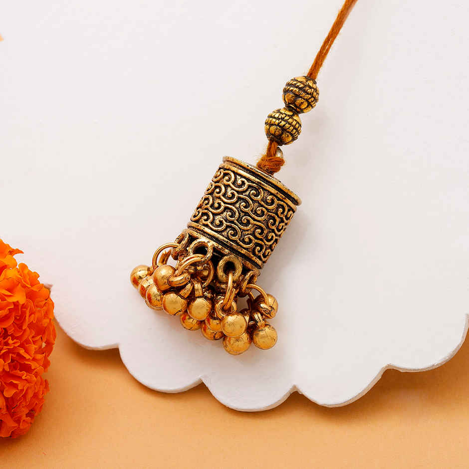 IGP Filigree Work Metal Oxidized Lumba Rakhi