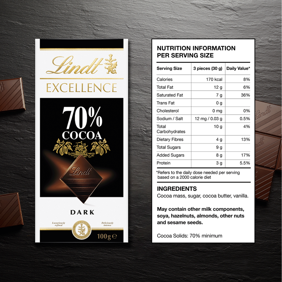 Lindt Excellence 70 % Cocoa Dark Chocolate