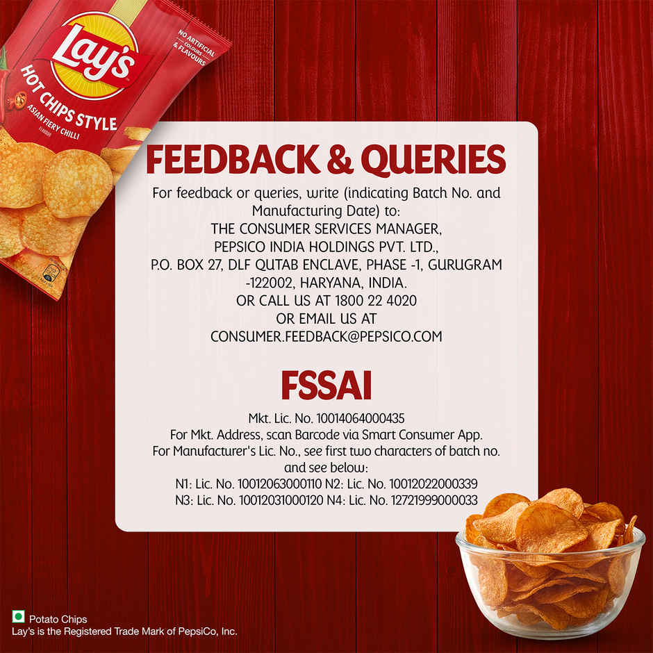 Lay's Hot Chips Style Asian Fiery Chilli Flavour Potato Chips