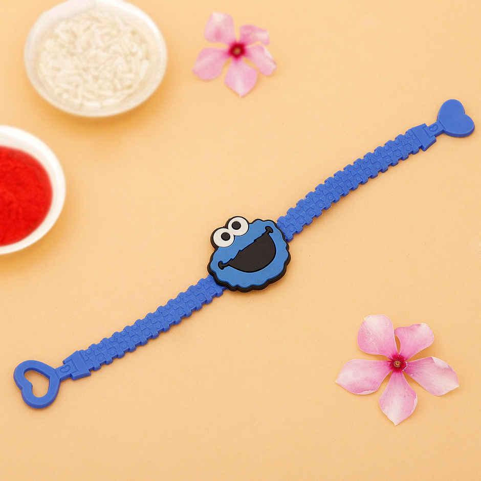 Blue Smiley Applique Silicone Rakhi / Bracelet