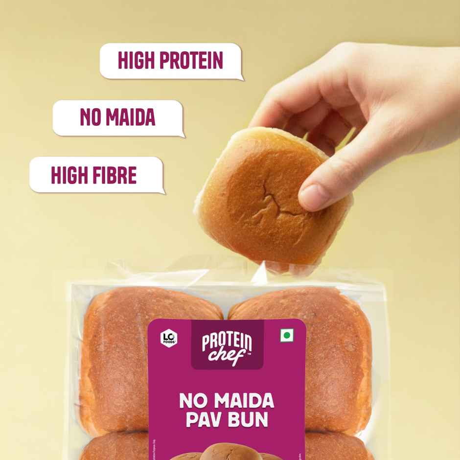Protein Chef High Protein Pav Bun (Zero Maida, Multigrain) - Made with MP Sharbati Wheat