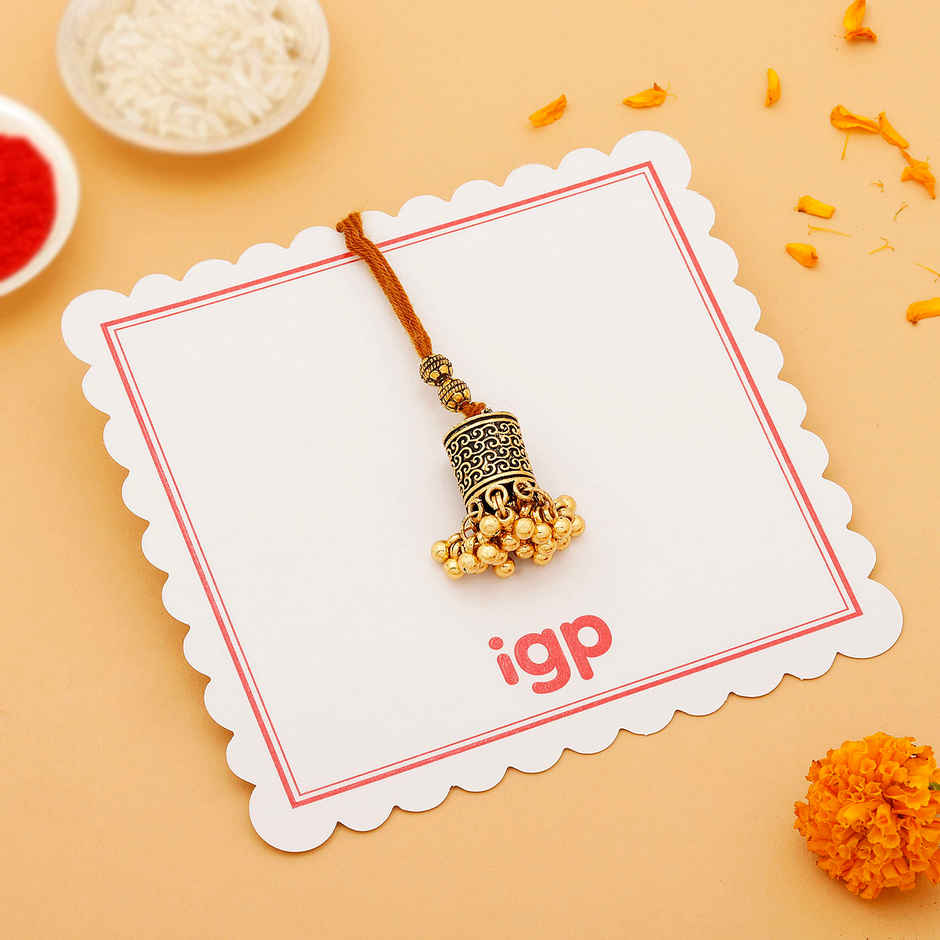 IGP Filigree Work Metal Oxidized Lumba Rakhi